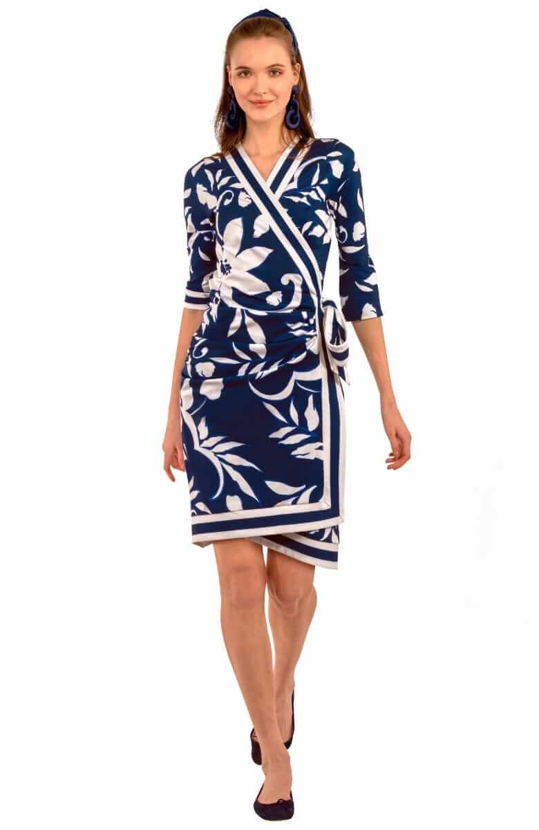 Jersey Wrap Me Up Dress - Full Bloom Navy