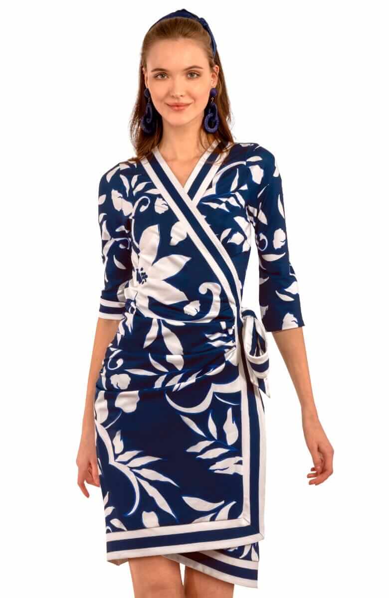 Jersey Wrap Me Up Dress - Full Bloom Navy