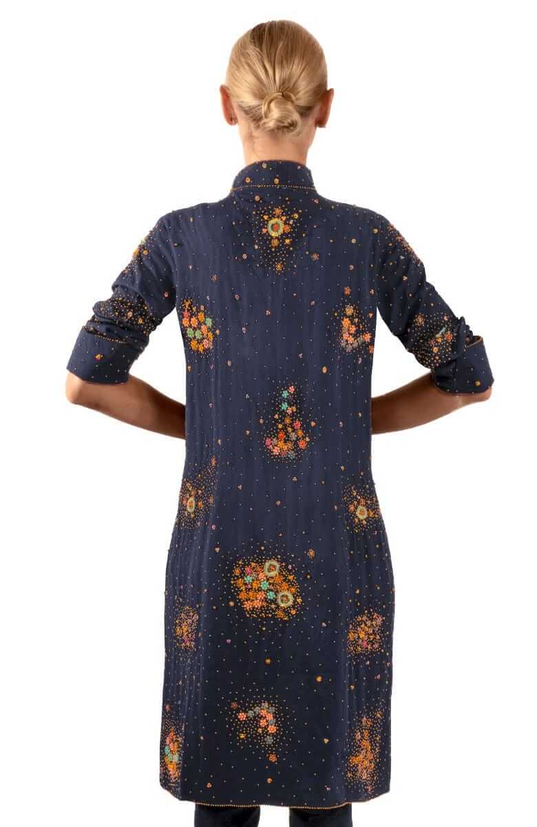 Hand Beaded/Embroidered Constellation Coat - La Di Da Navy