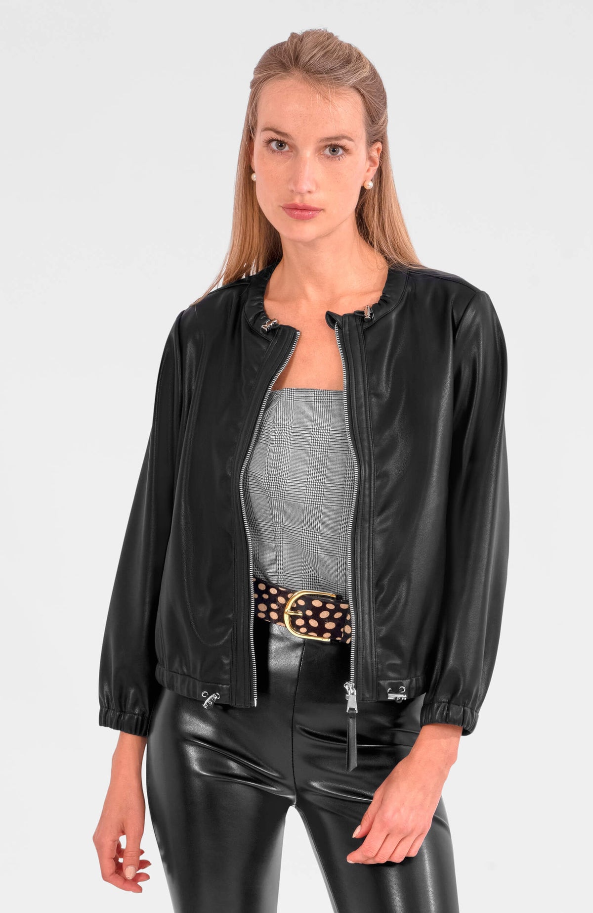 Leatherette Bomber Jacket Black