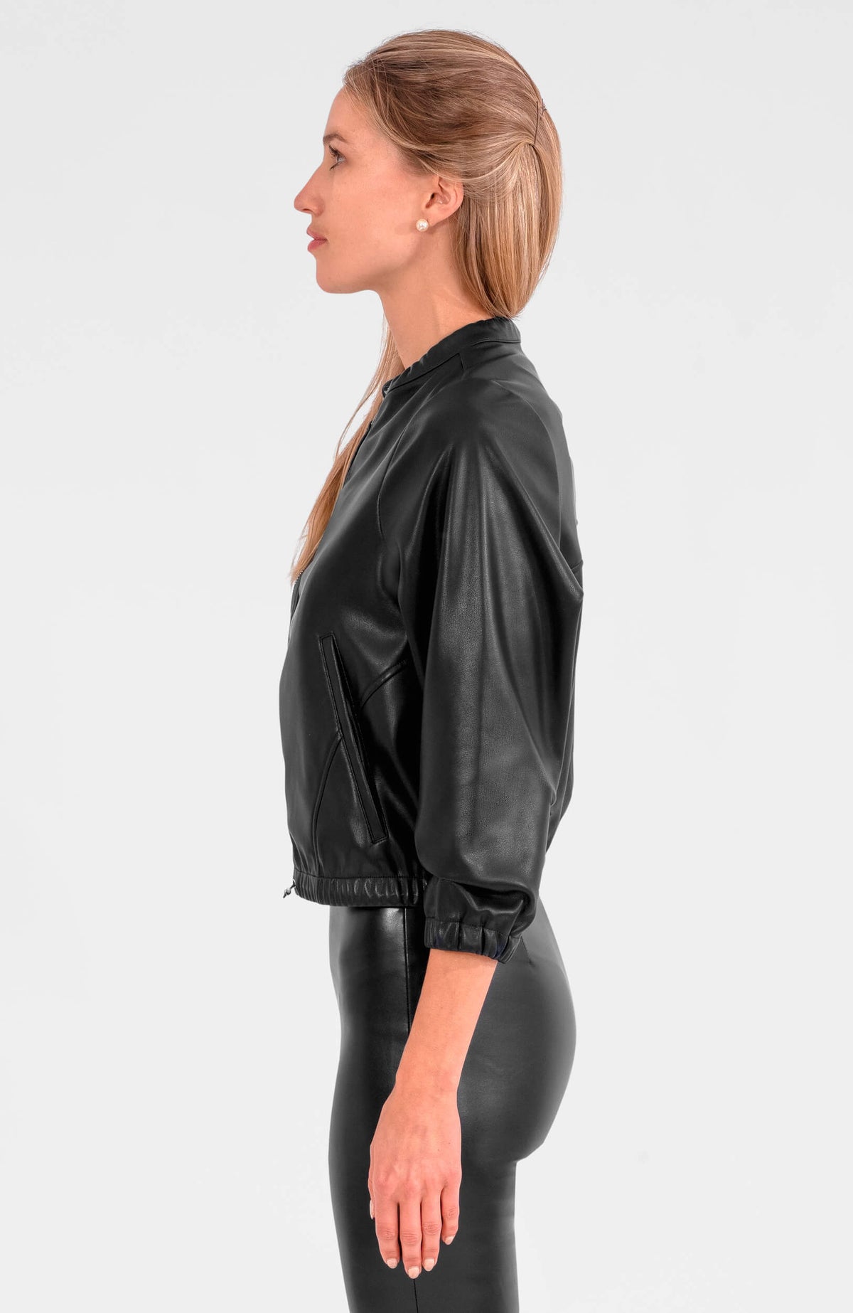 Leatherette Bomber Jacket Black