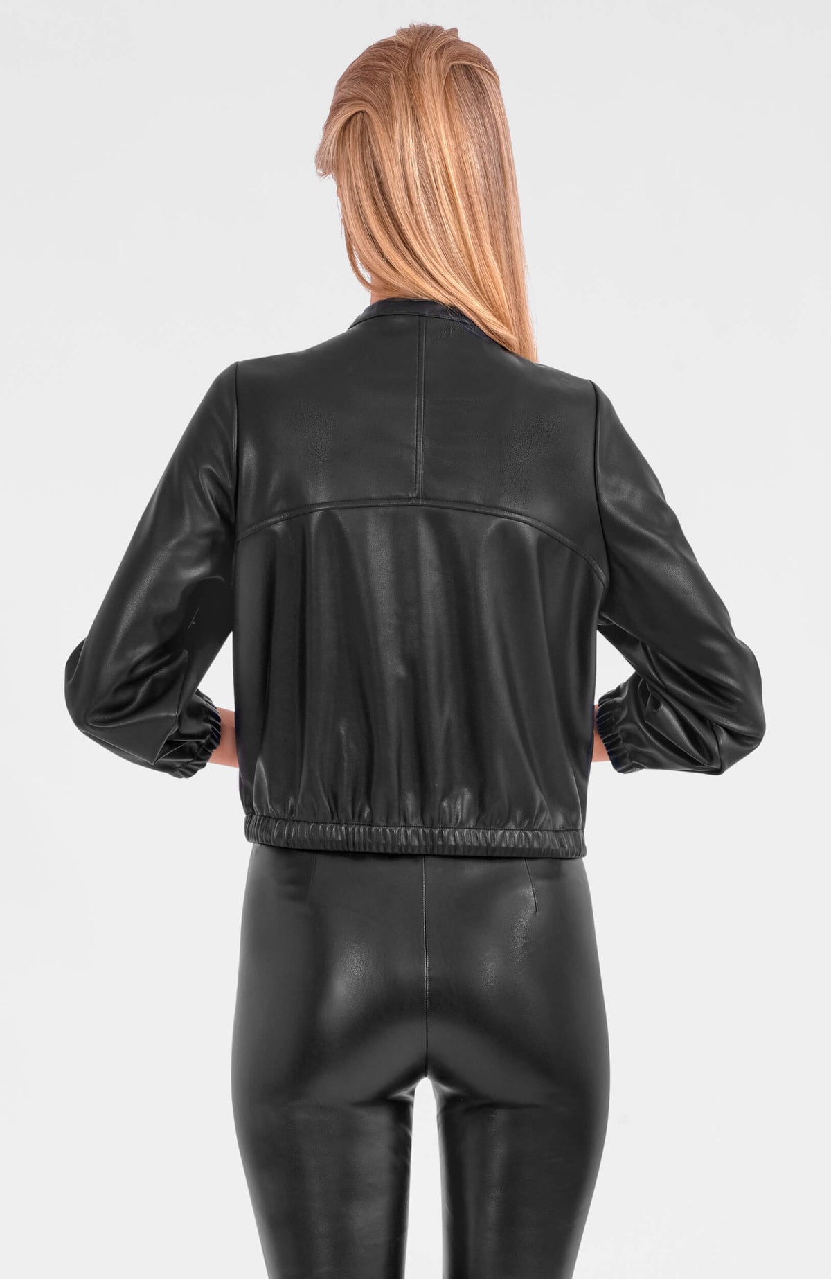 Leatherette Bomber Jacket Black