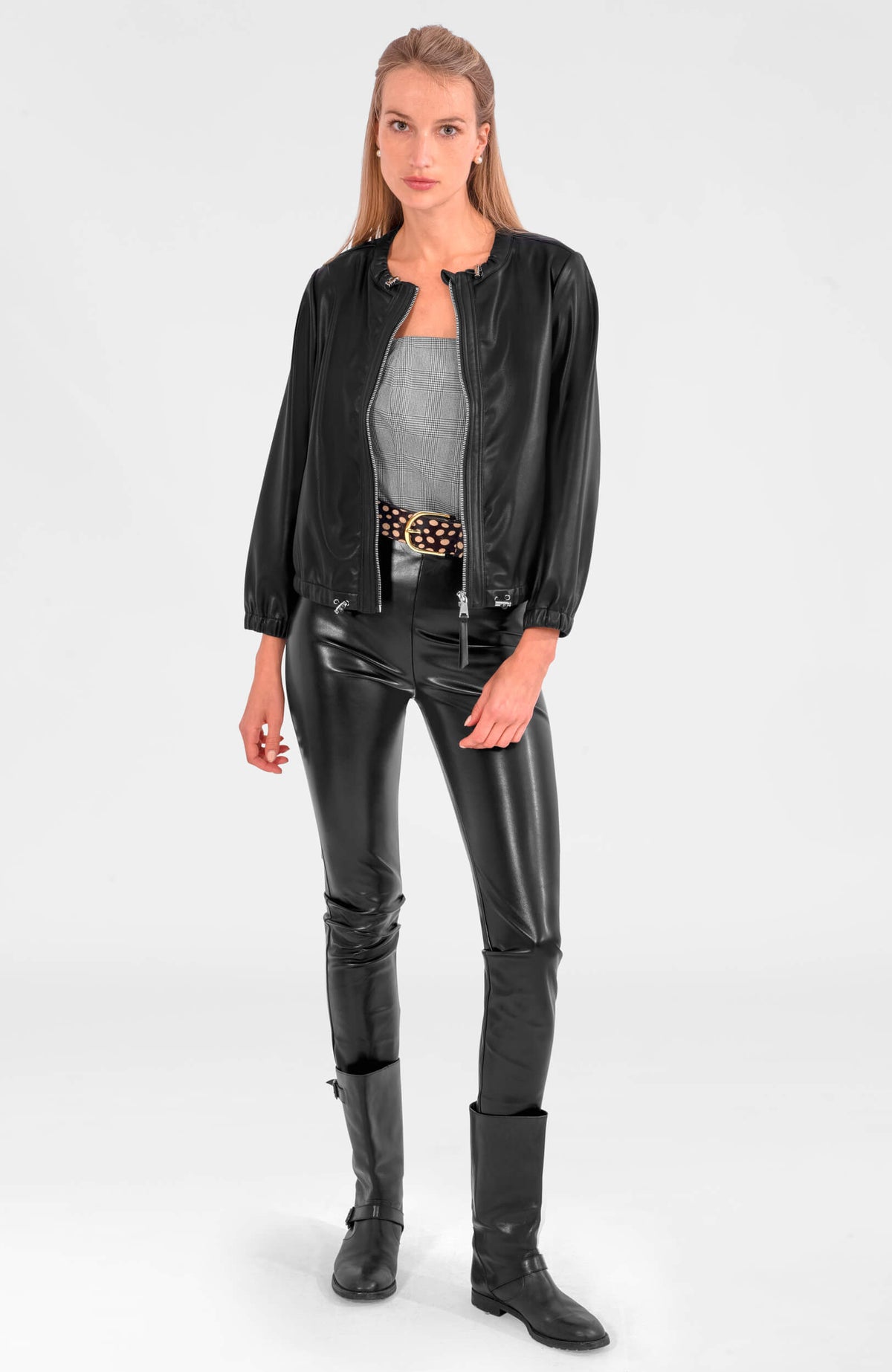 Leatherette Bomber Jacket Black