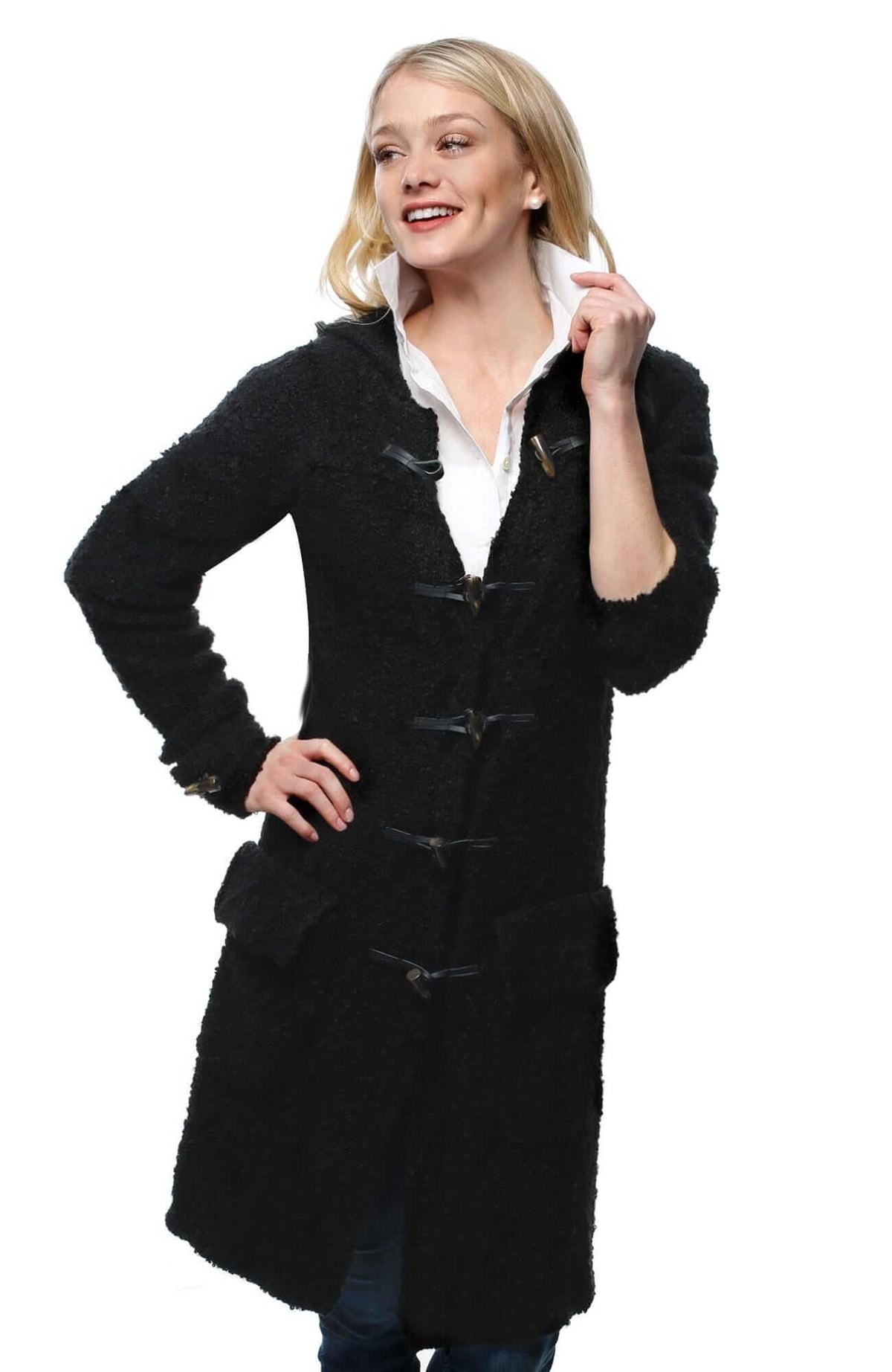 Bouclé Stadium Coat - Final Sale Black