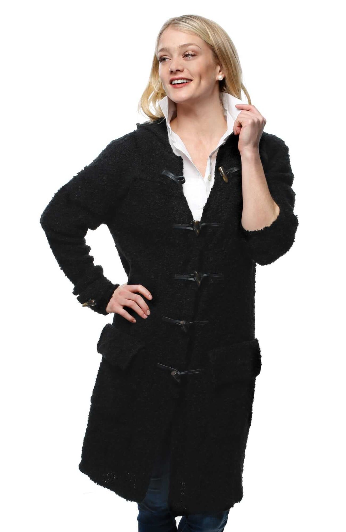 Bouclé Stadium Coat - Final Sale Black