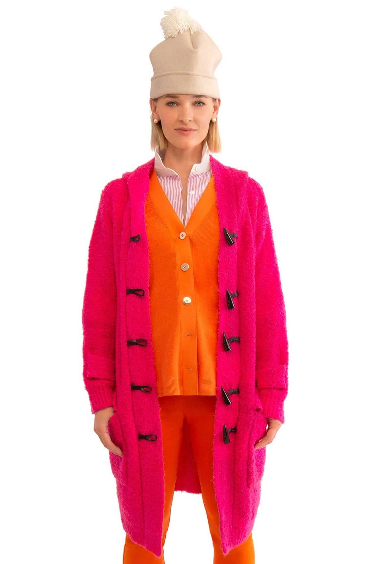 Bouclé Stadium Coat - Final Sale Pink