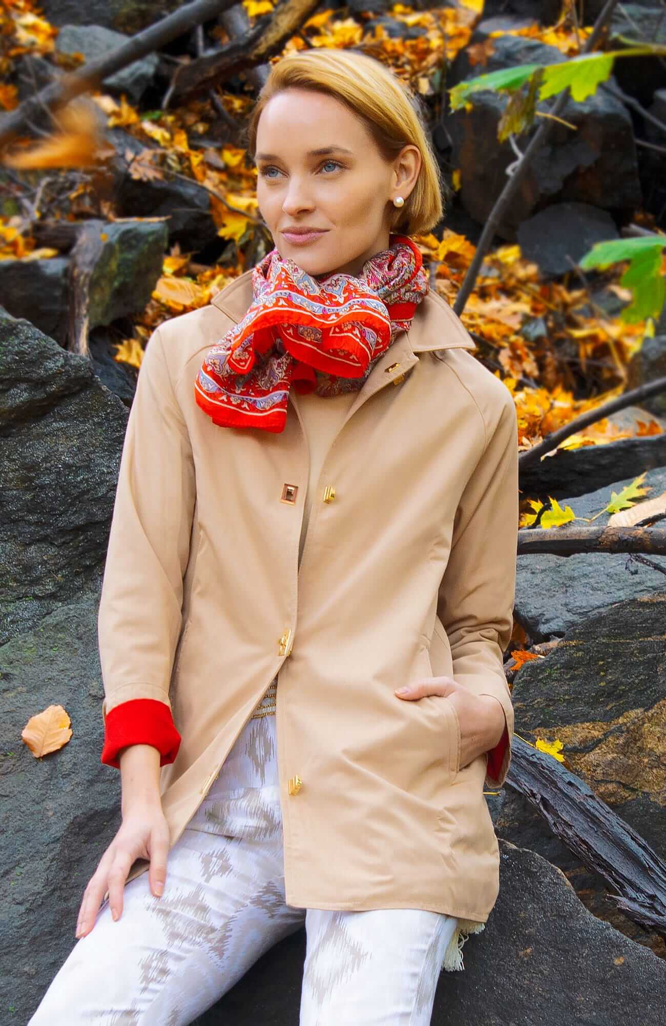 Pray For Rain Jacket - Final Sale Khaki Red