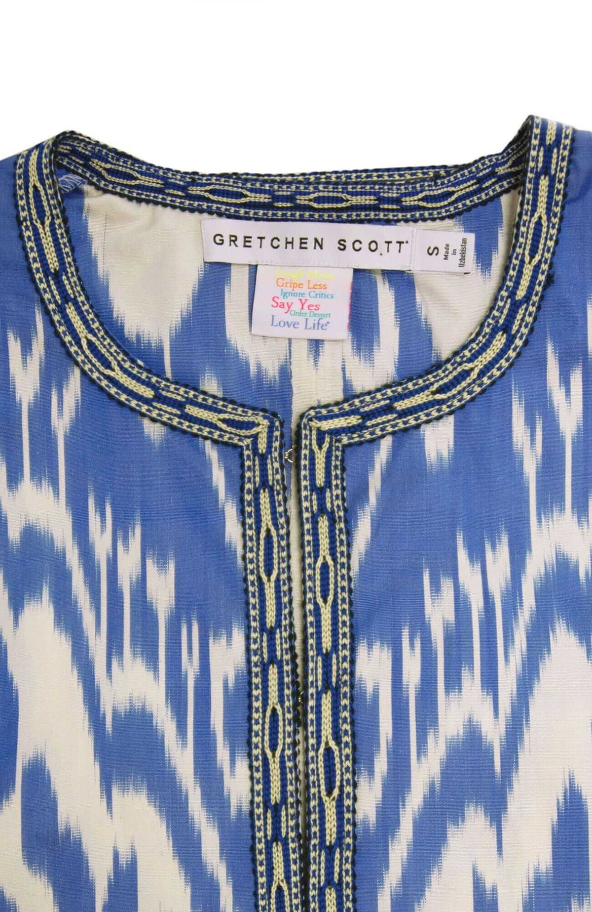 Hand Woven Silk Ikat Jacket Blue White