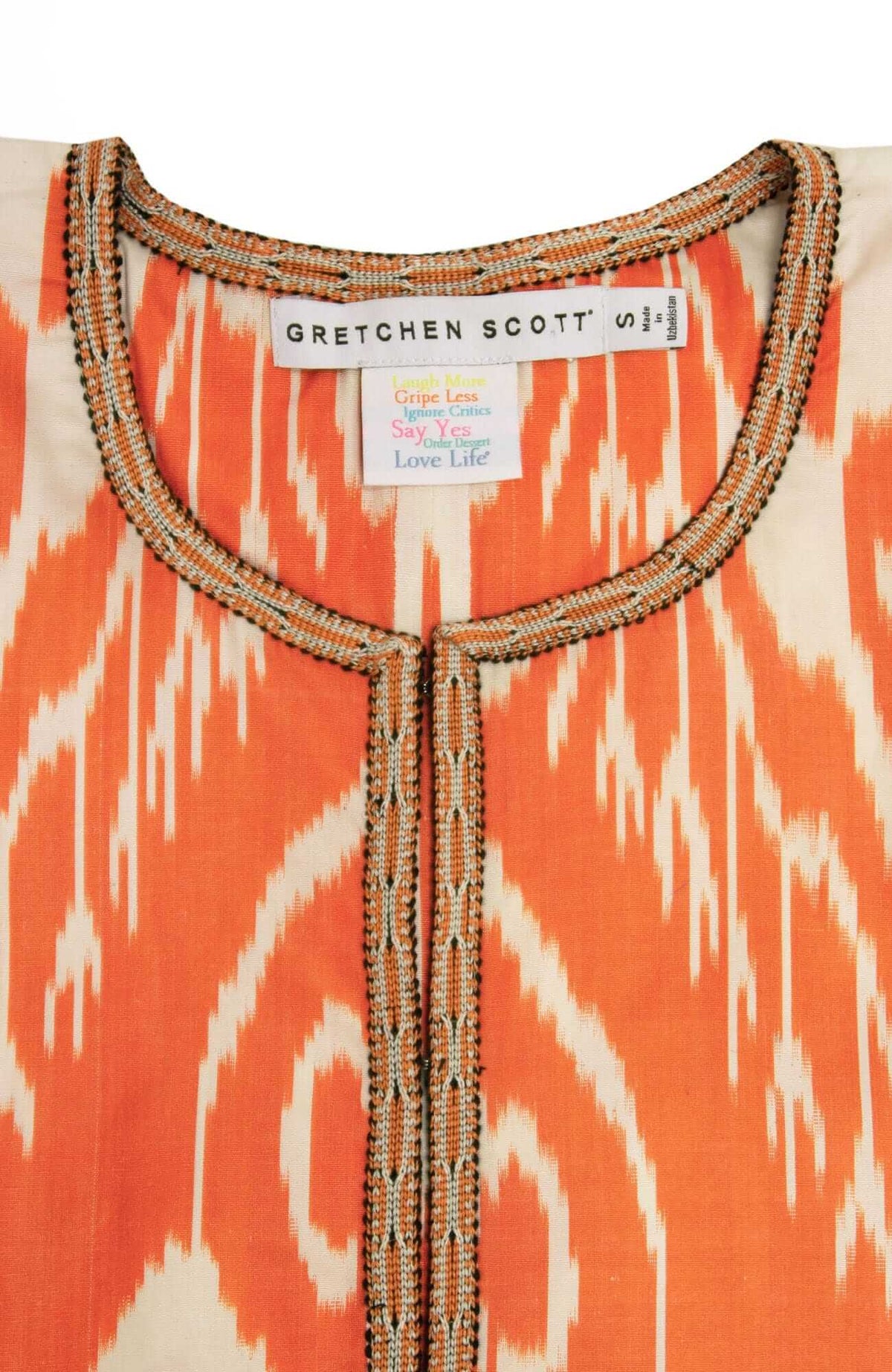 Hand Woven Silk Ikat Jacket Orange White