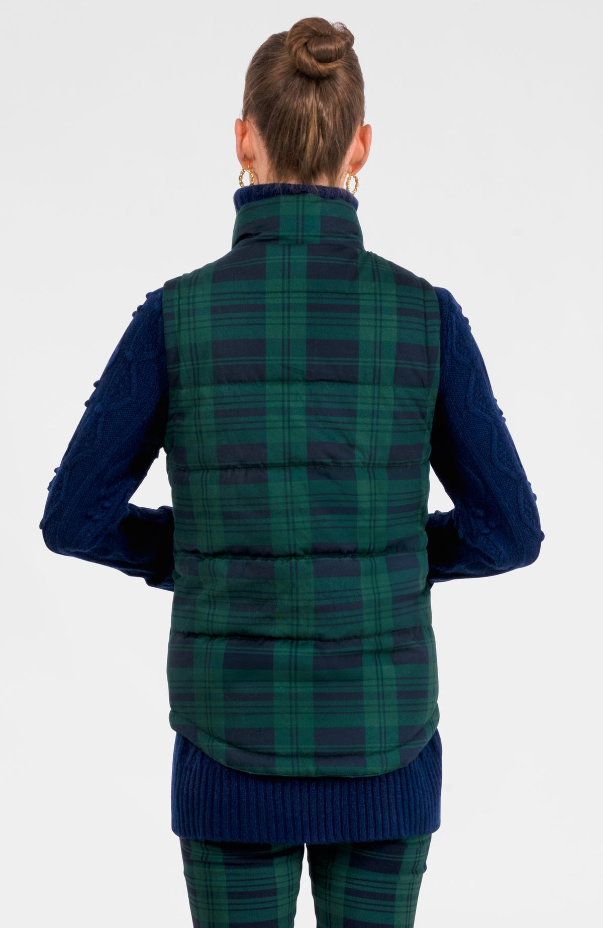 Puffer - Black Watch Plaid Navy Green