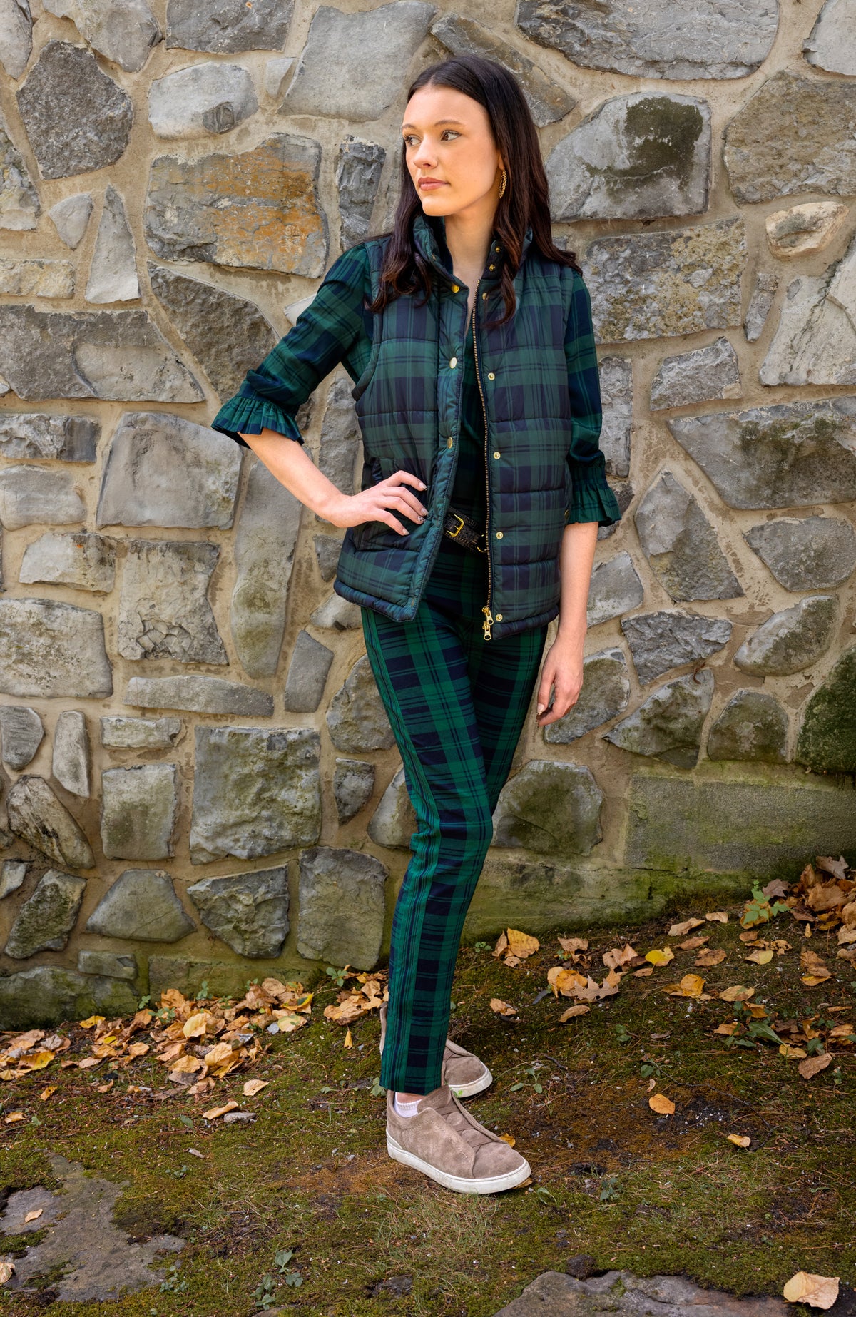 Puffer - Black Watch Plaid Navy Green