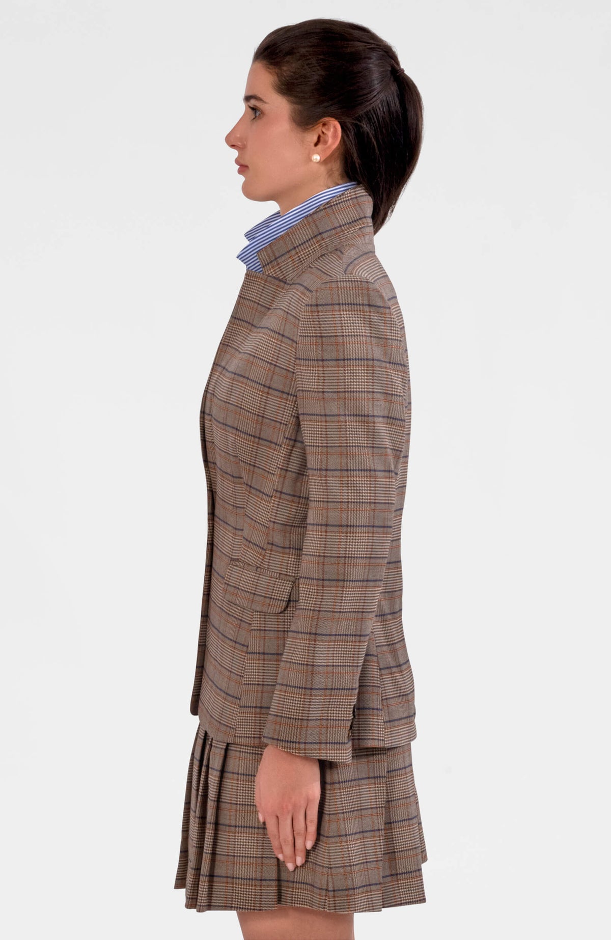 Preppy Plaid Blazer - Khaki Khaki Navy Plaid