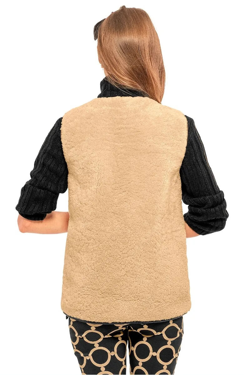 Shearling Boxy Vest Khaki