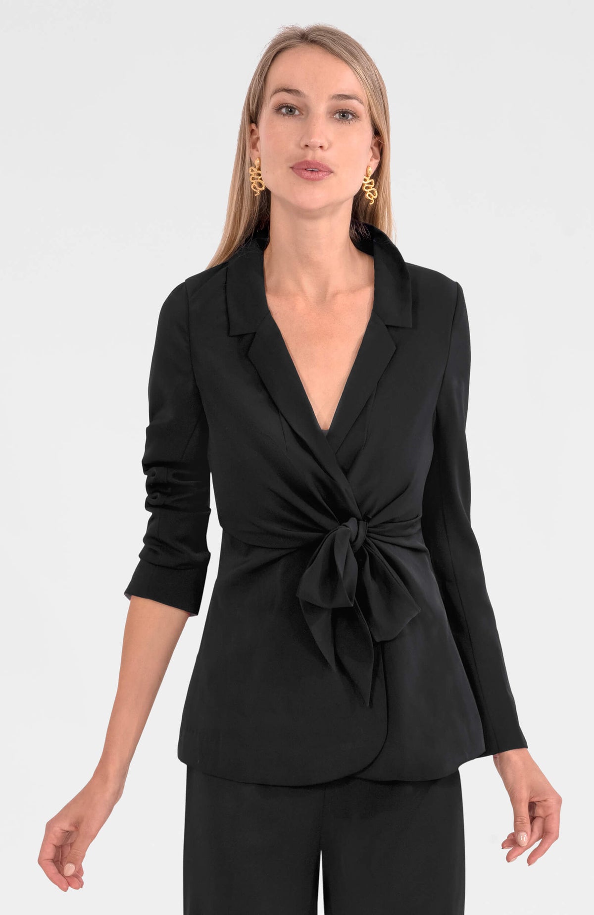 Tie Front Jacket - Silky Heaven Black