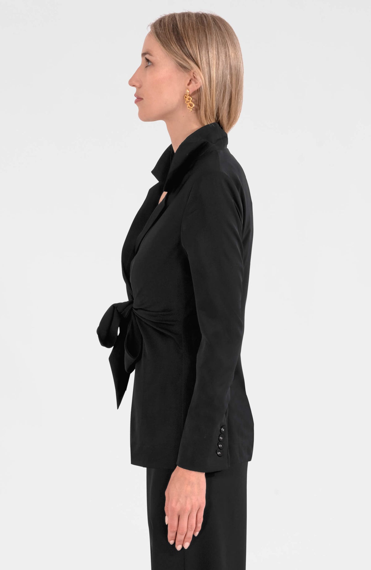 Tie Front Jacket - Silky Heaven Black