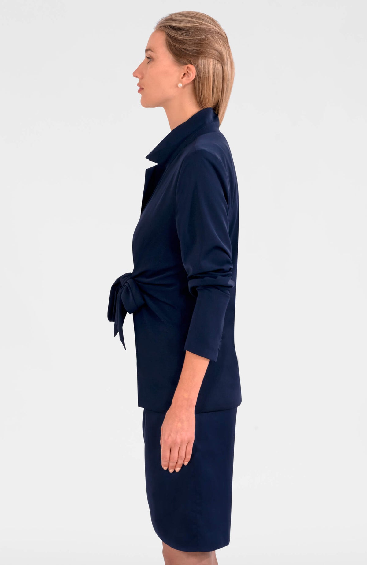 Tie Front Jacket - Silky Heaven Navy