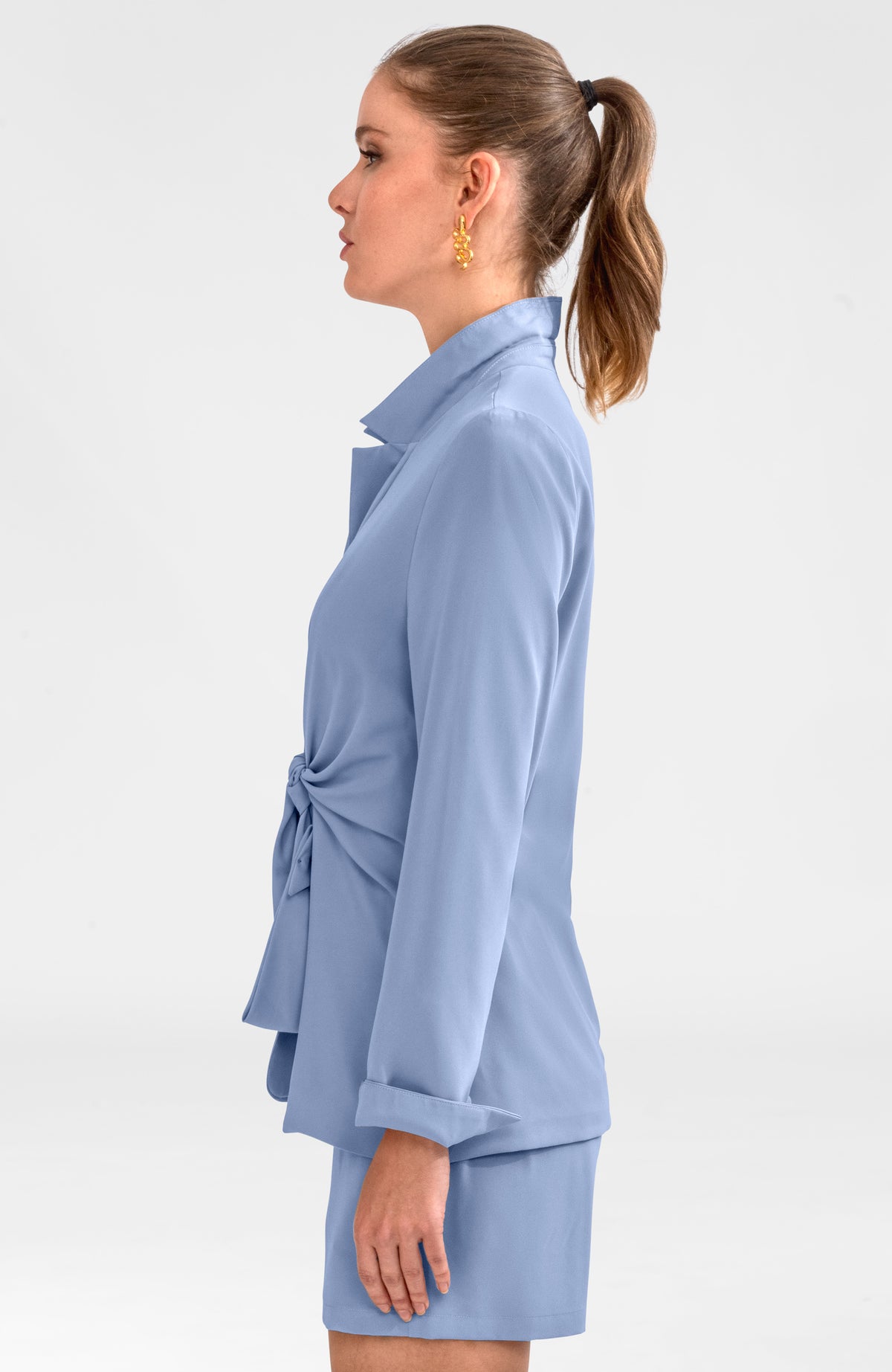 Tie Front Jacket - Silky Heaven Periwinkle