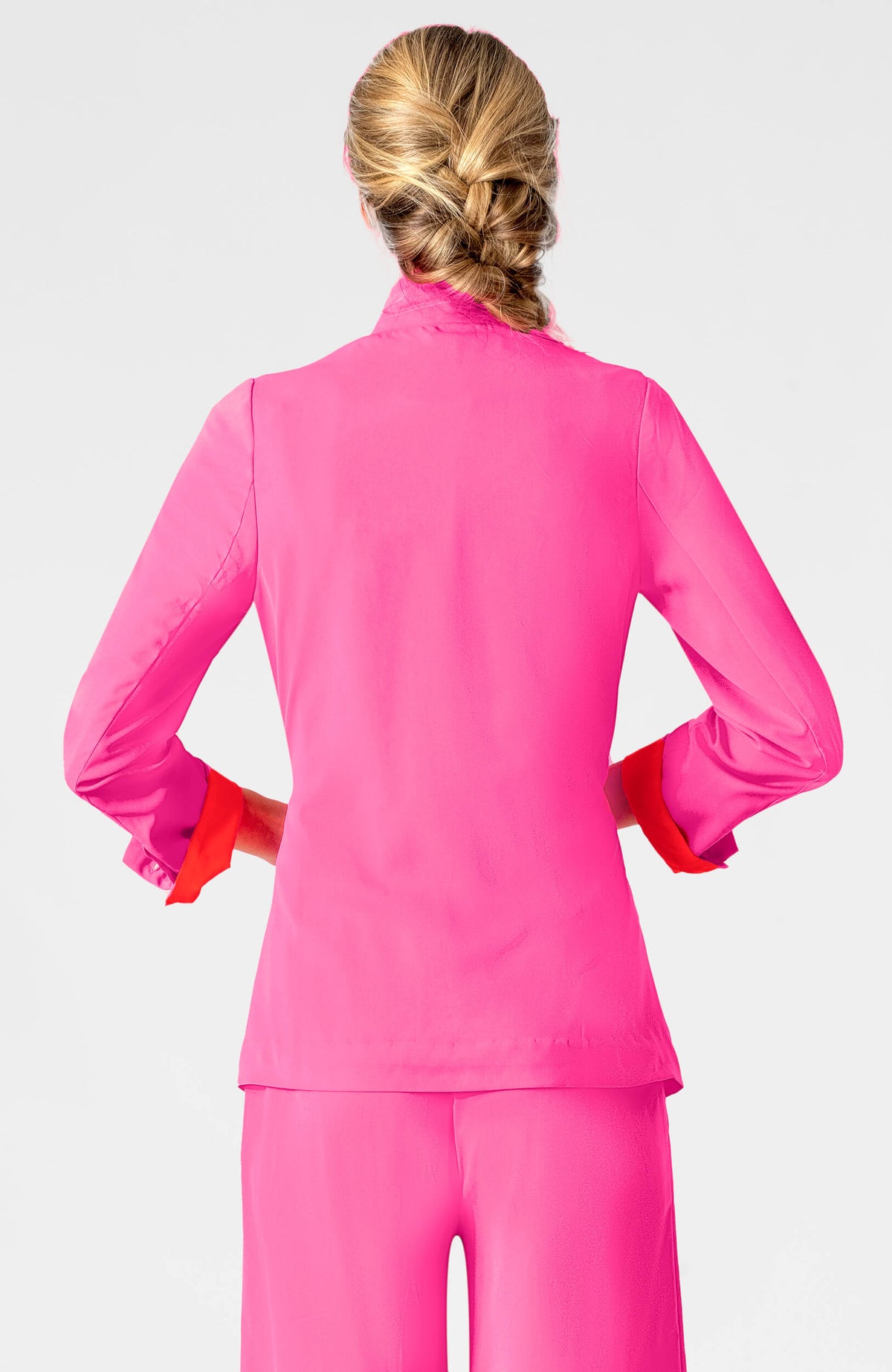 Tie Front Jacket - Silky Heaven Shocking Pink