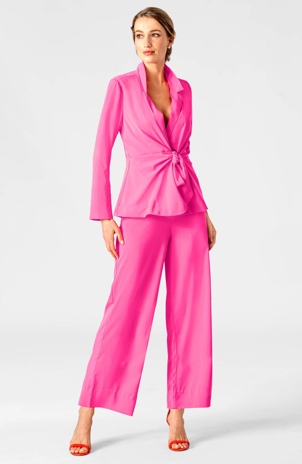 Tie Front Jacket - Silky Heaven Shocking Pink