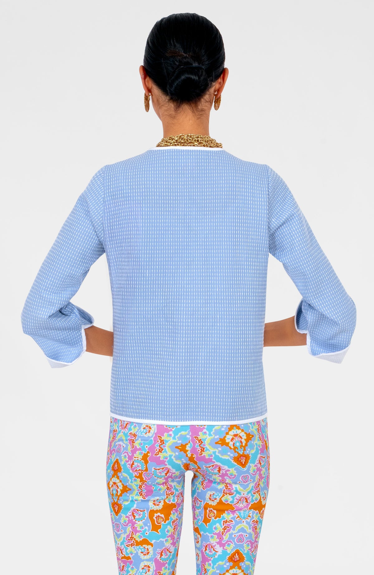 Trapunto Tango Embroidered Jacket Periwinkle