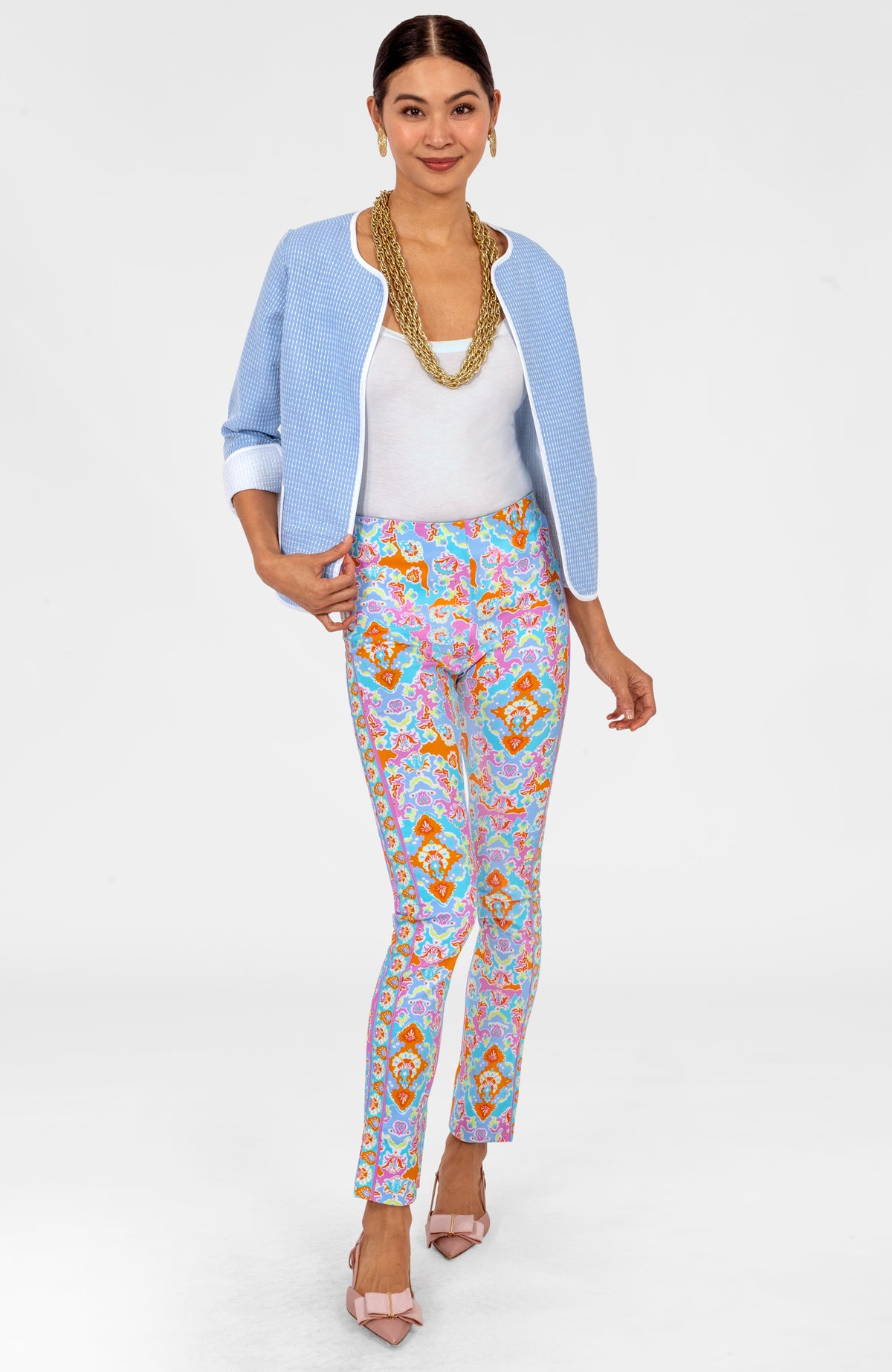 Trapunto Tango Embroidered Jacket Periwinkle