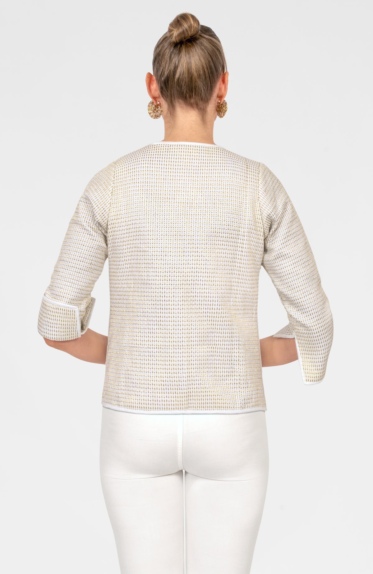 Trapunto Tango Embroidered Jacket White Gold