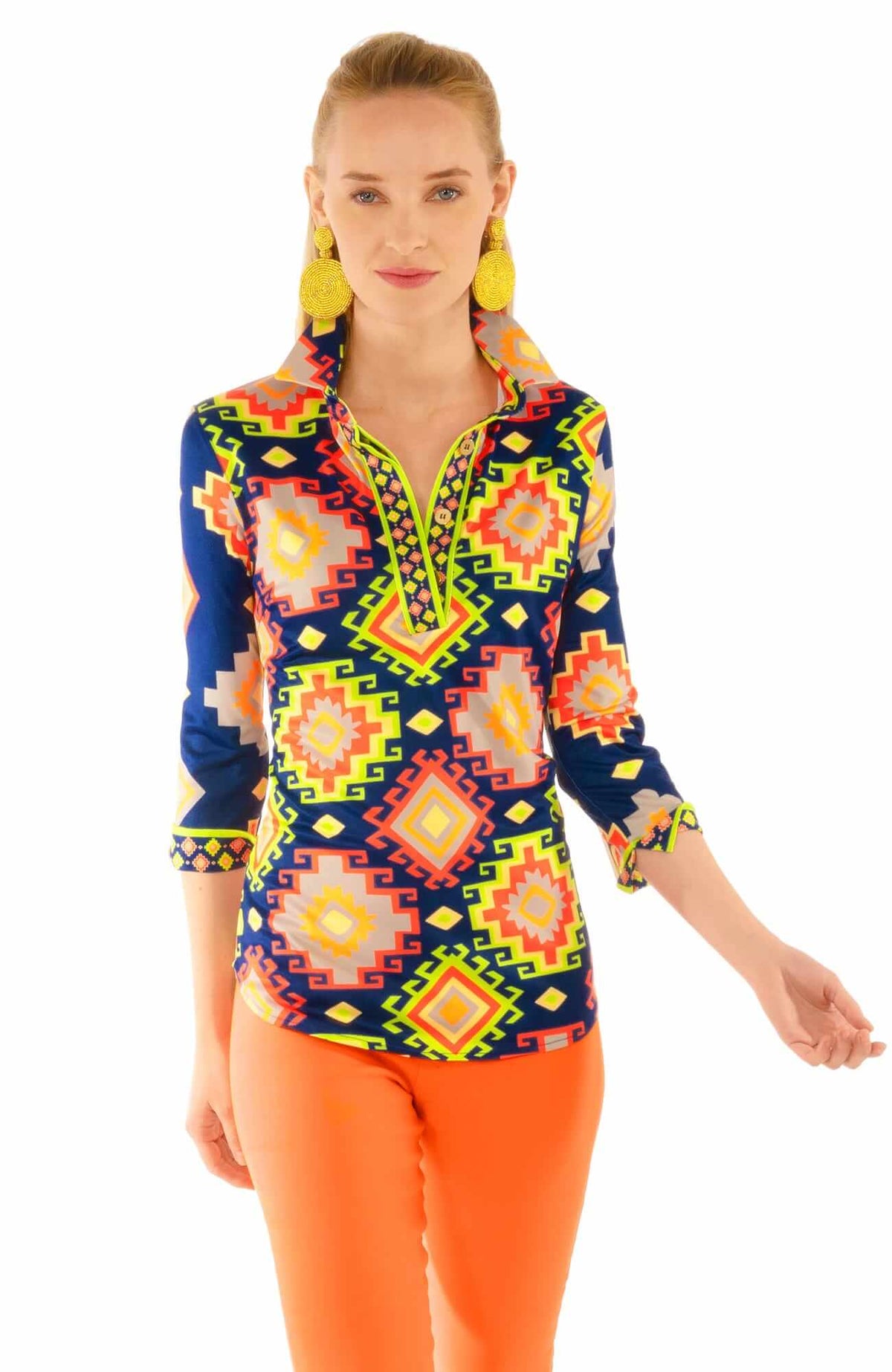 Popover Top - Oberoi - Final Sale Navy