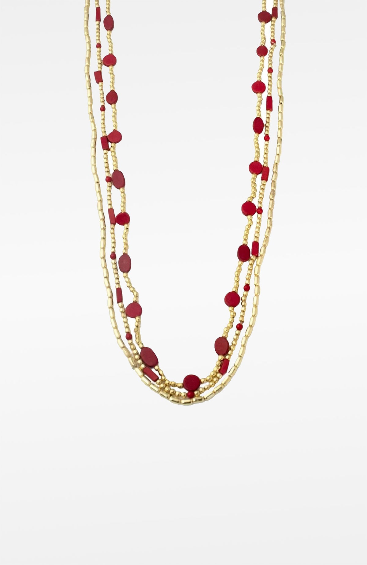 "The Trio" Necklace Coral Gold One Size