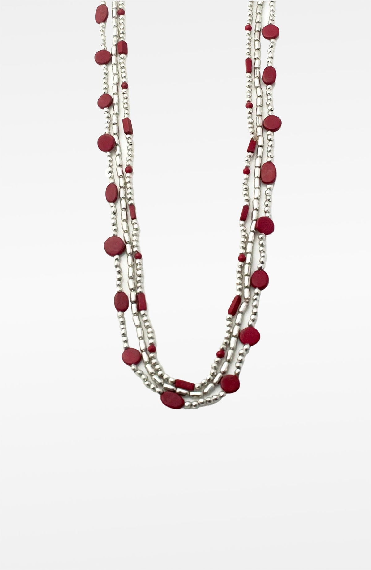 "The Trio" Necklace Coral Silver One Size