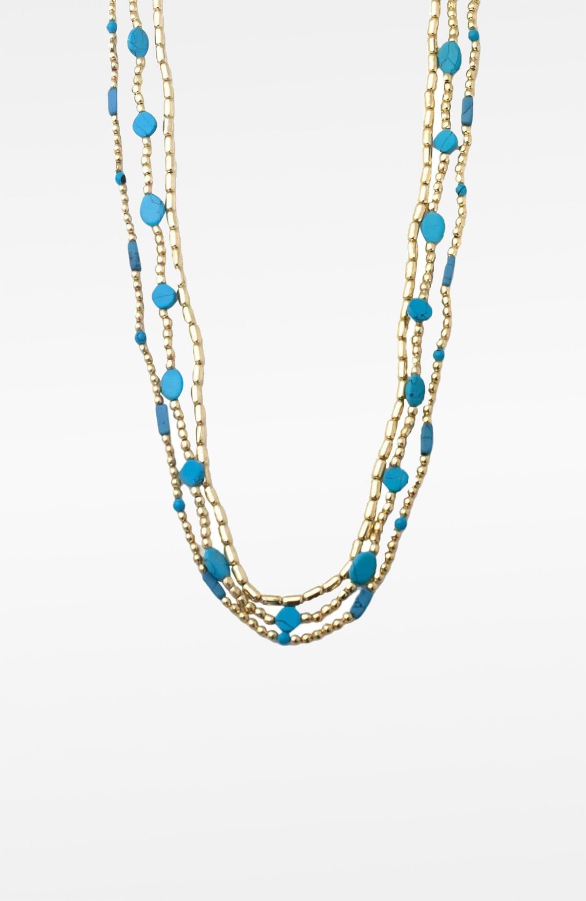 "The Trio" Necklace Turq Gold One Size