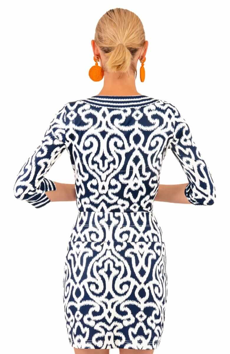 Jersey Split Neck Tunic - Arabesque Navy