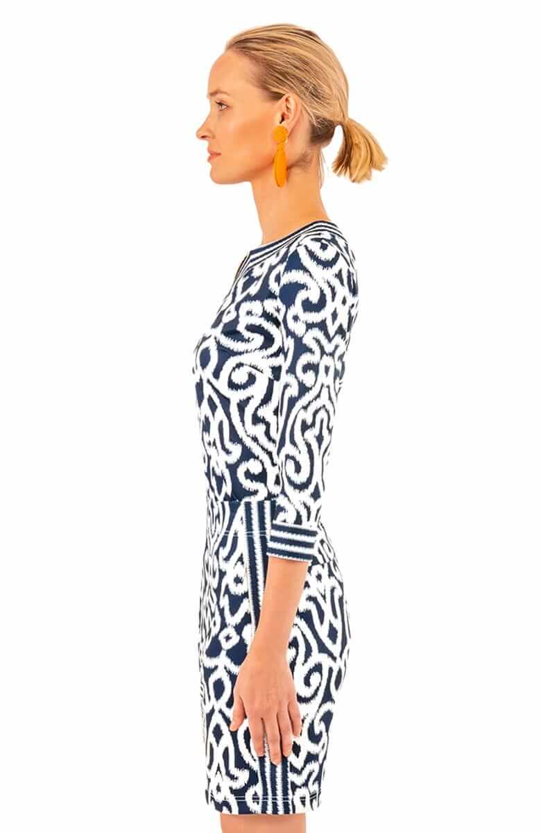 Jersey Split Neck Tunic - Arabesque Navy