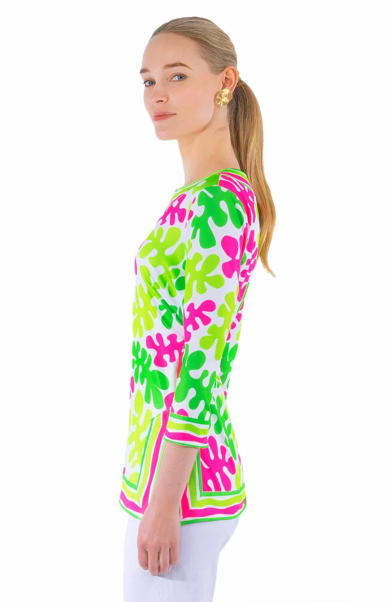 Jersey Split Neck Tunic - Monsieur Henri Lime