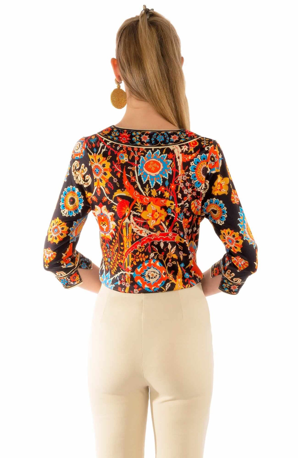 Jersey Split Neck Tunic - Magic Carpet - Final Sale Black Multi