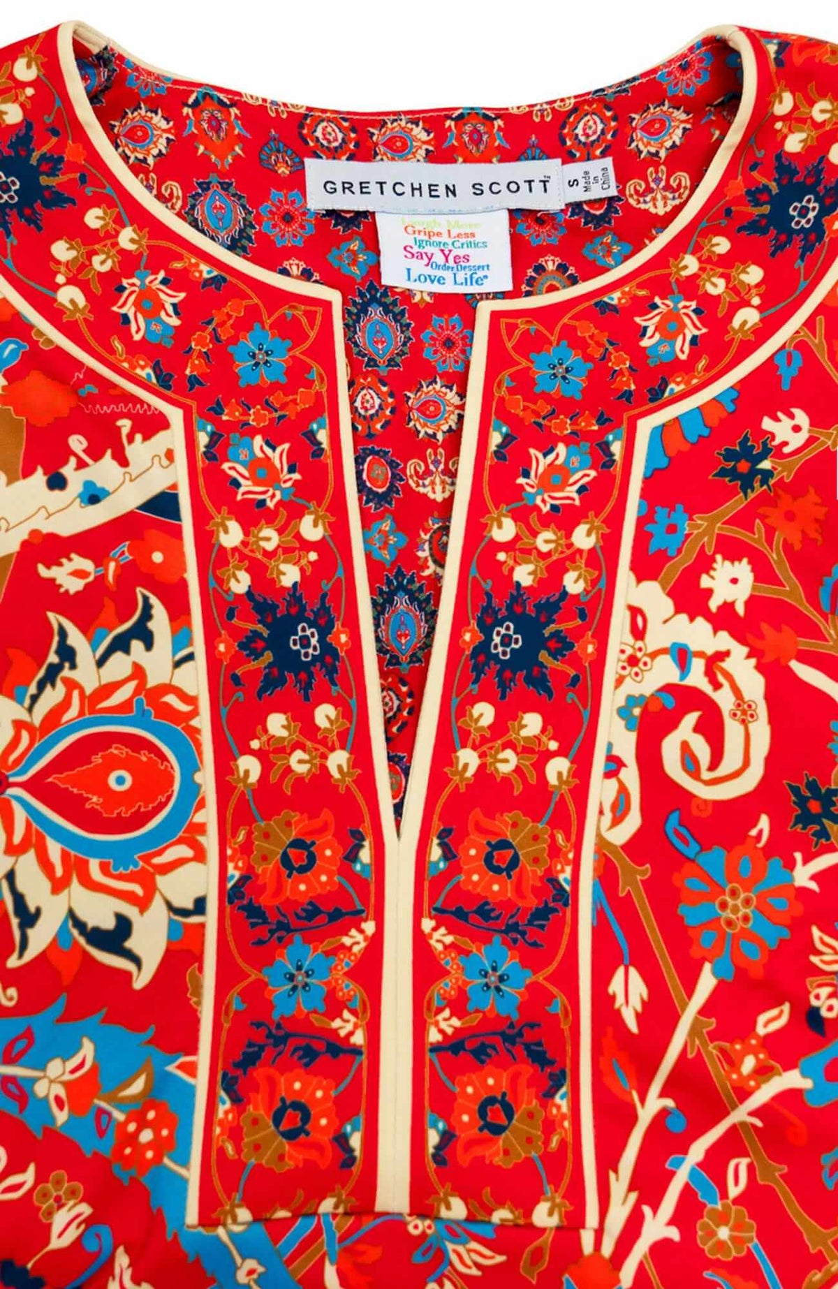 Jersey Split Neck Tunic - Magic Carpet - Final Sale Red Multi