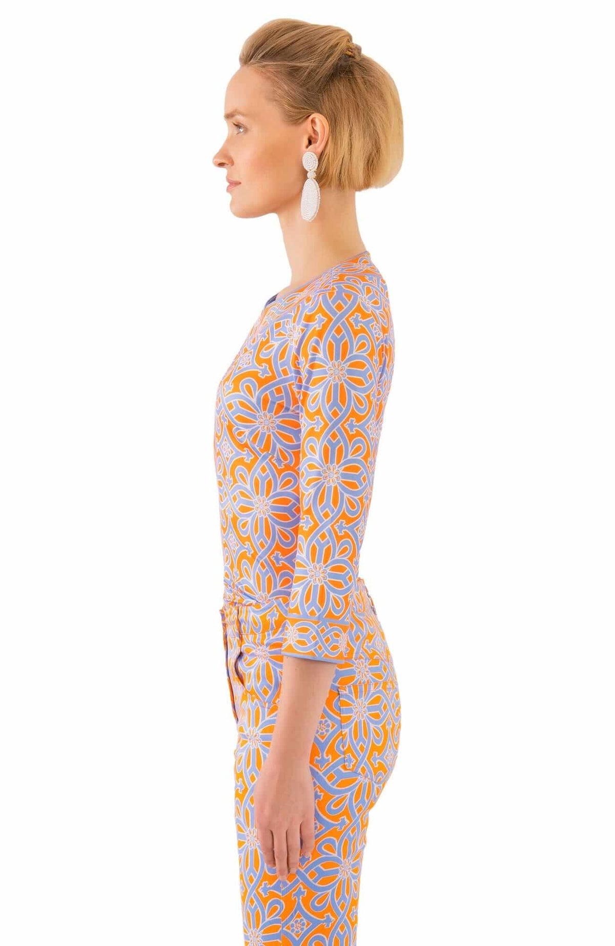 Jersey Split Neck Tunic - Piazza - Final Sale Periwink Orange