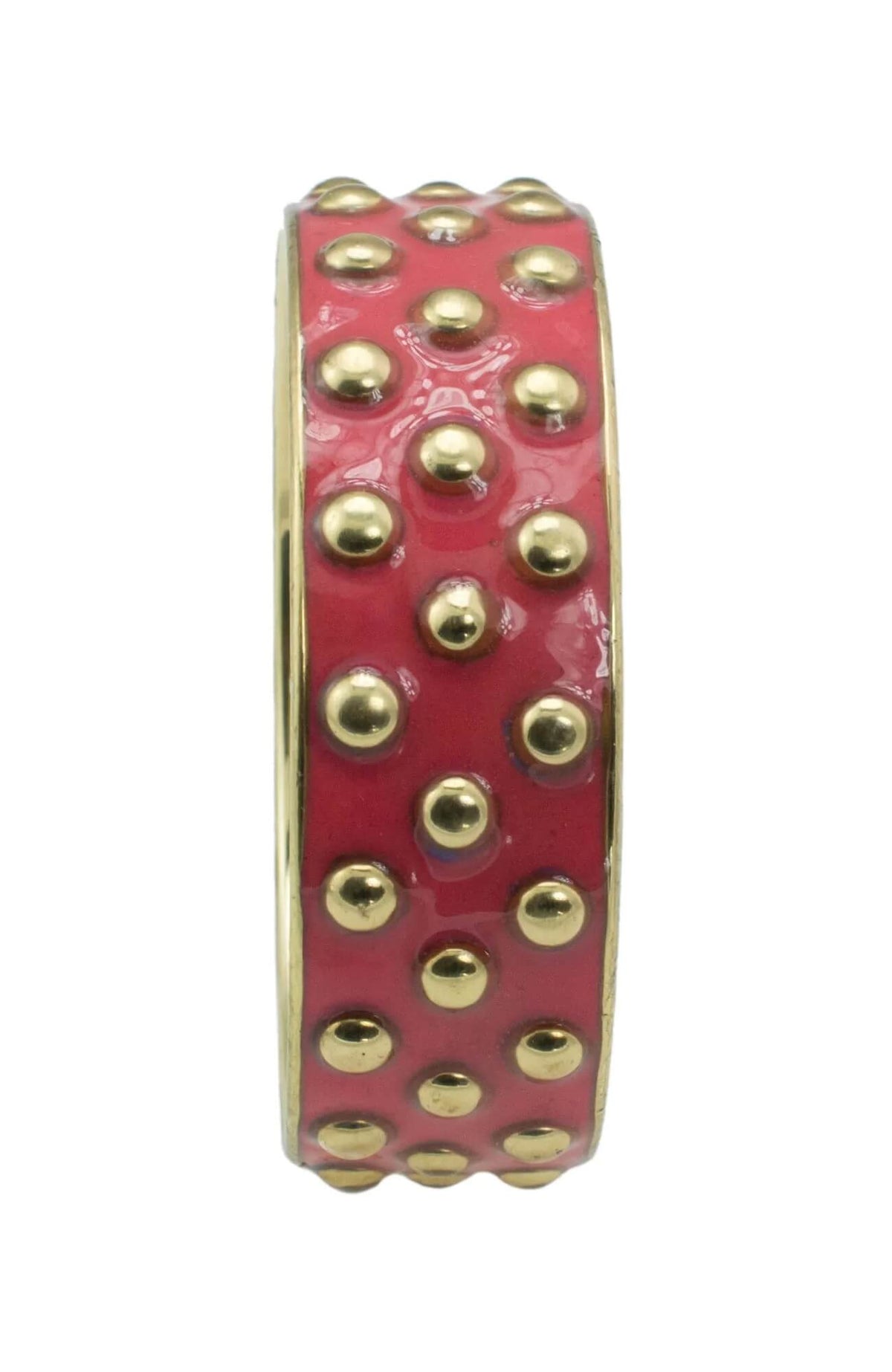 &quot;Stud Muffin&quot; Enameled Brass Bangle Bracelet Fuchsia ONE SIZE