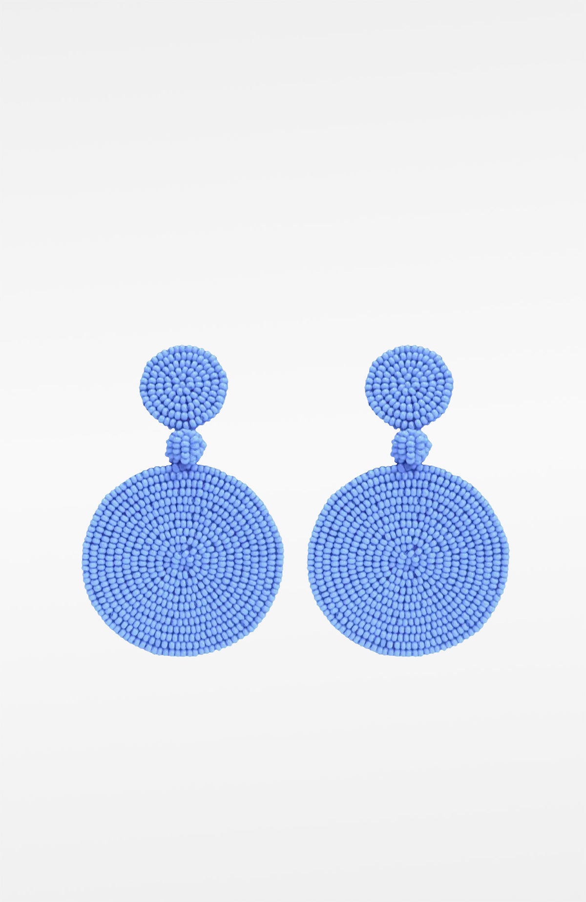 Beaded Circle Clip Earrings - Capetown Periwinkle