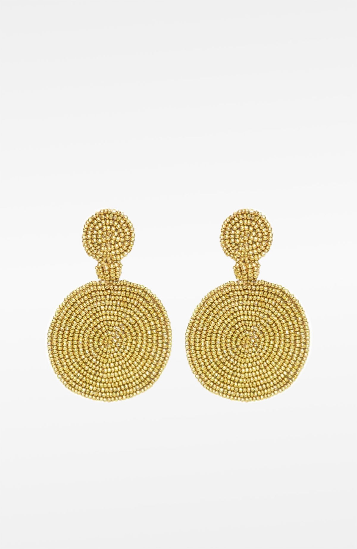 Beaded Circle Clip Earrings - Capetown Gold