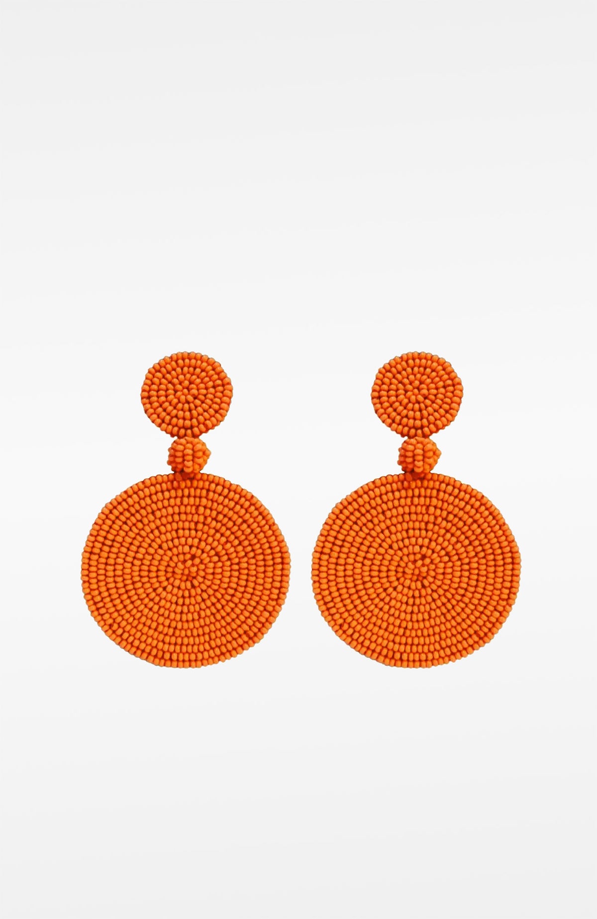 Beaded Circle Clip Earrings - Capetown Orange