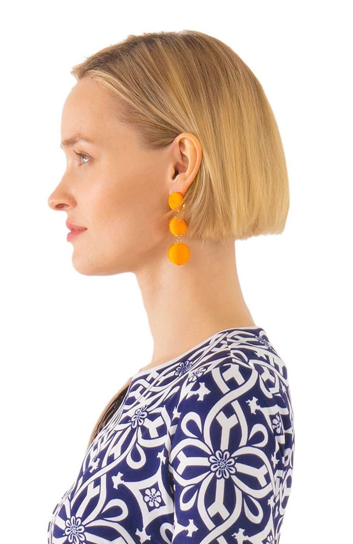 3-Drop Earrings - Durban Orange One Size