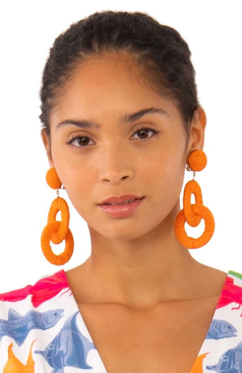 Ring Toss Earrings Orange ONE SIZE