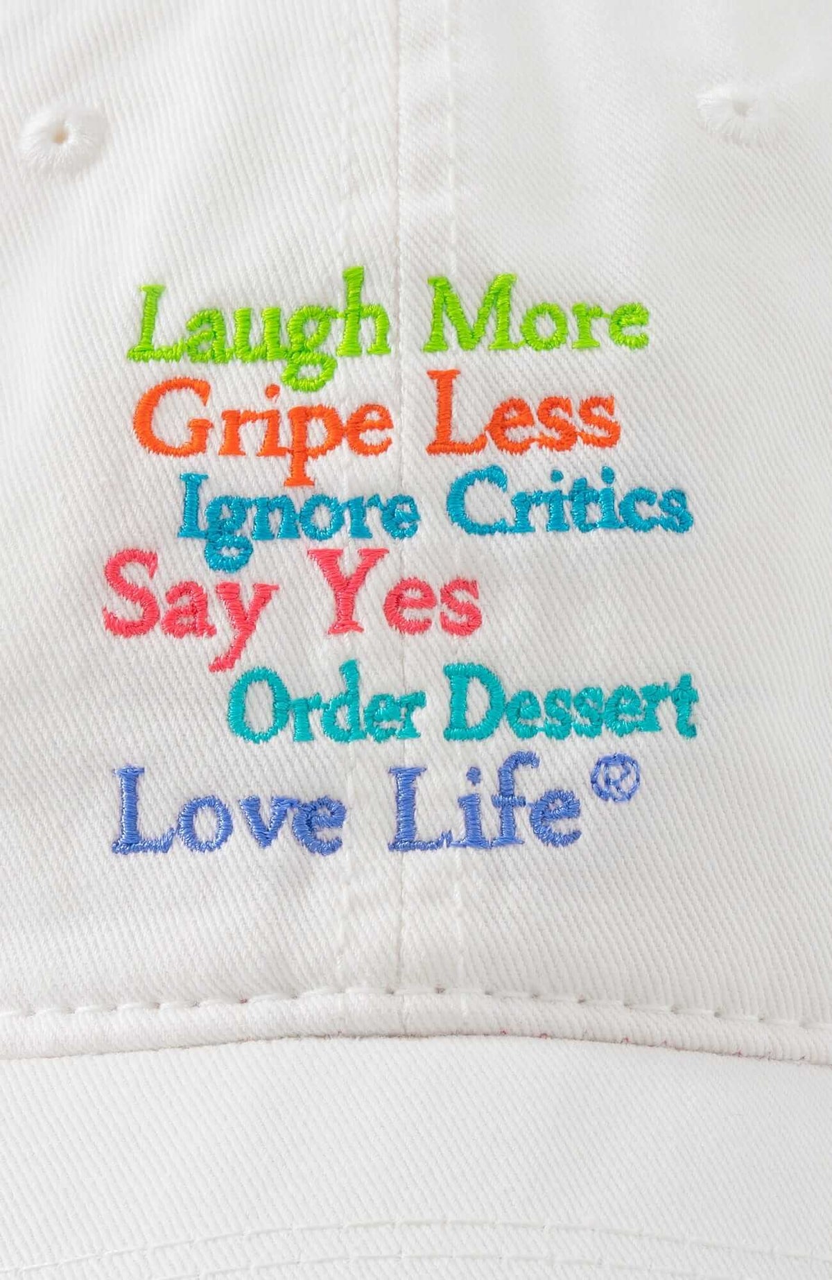 Laugh More Baseball Cap White