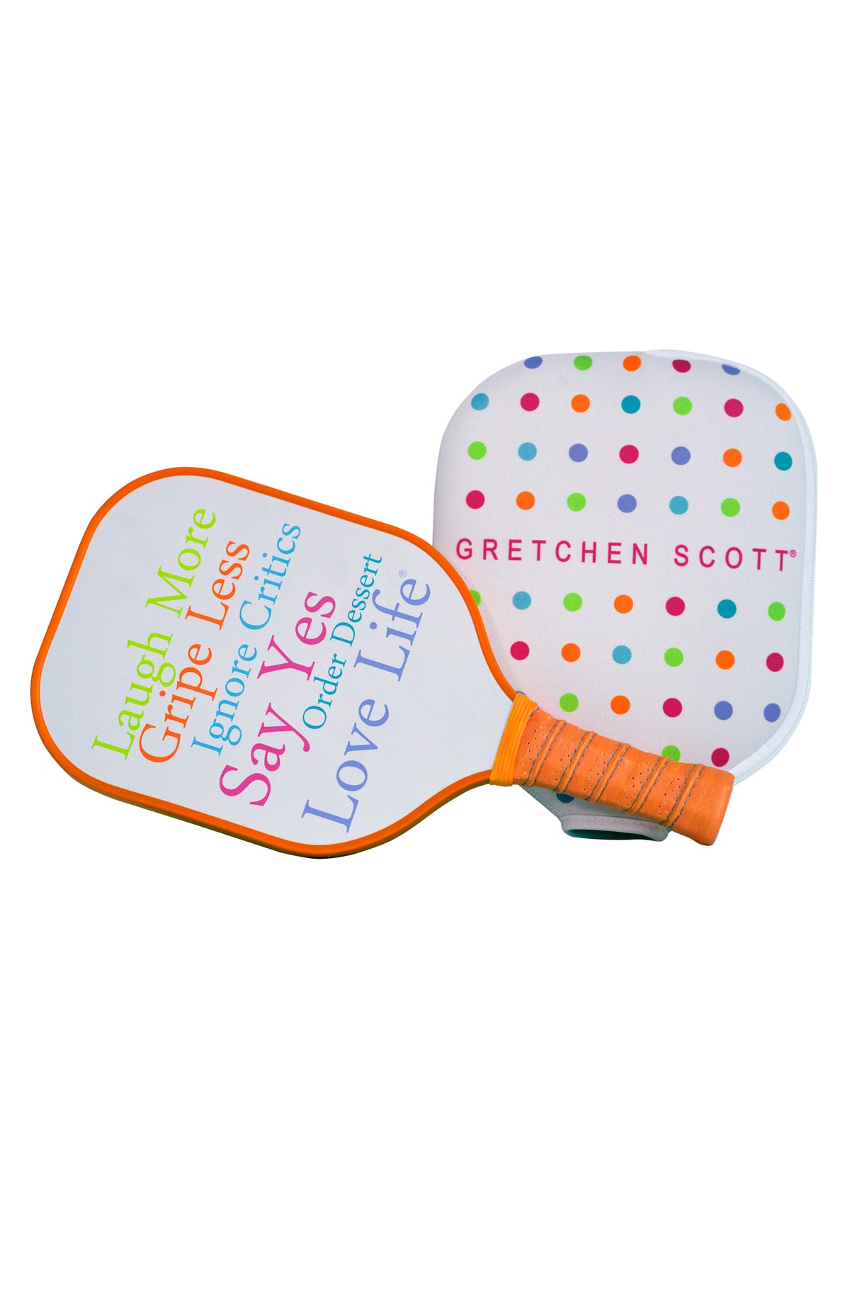 Laugh More Pickle Ball Paddle Orange