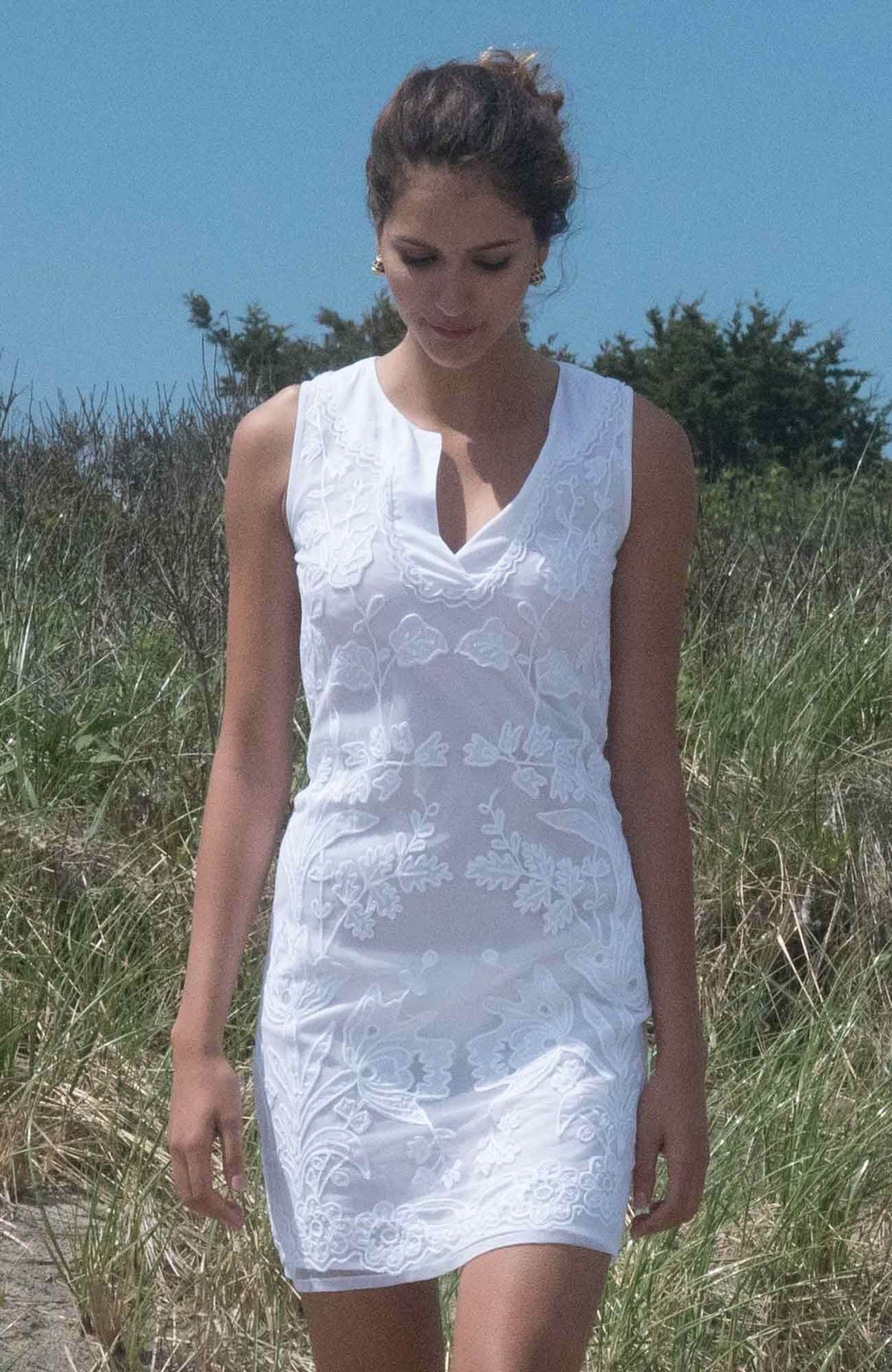 Flower Power - Appliqué Net Dress - Final Sale White