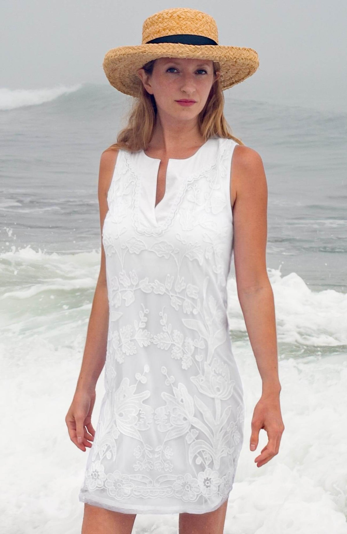 Flower Power - Appliqué Net Dress - Final Sale White