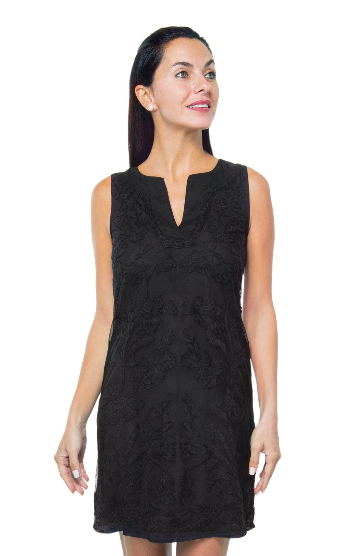 Flower Power - Appliqué Net Dress - Final Sale Black