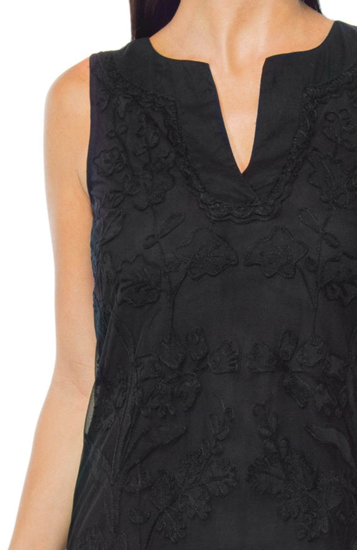 Flower Power - Appliqué Net Dress - Final Sale Black