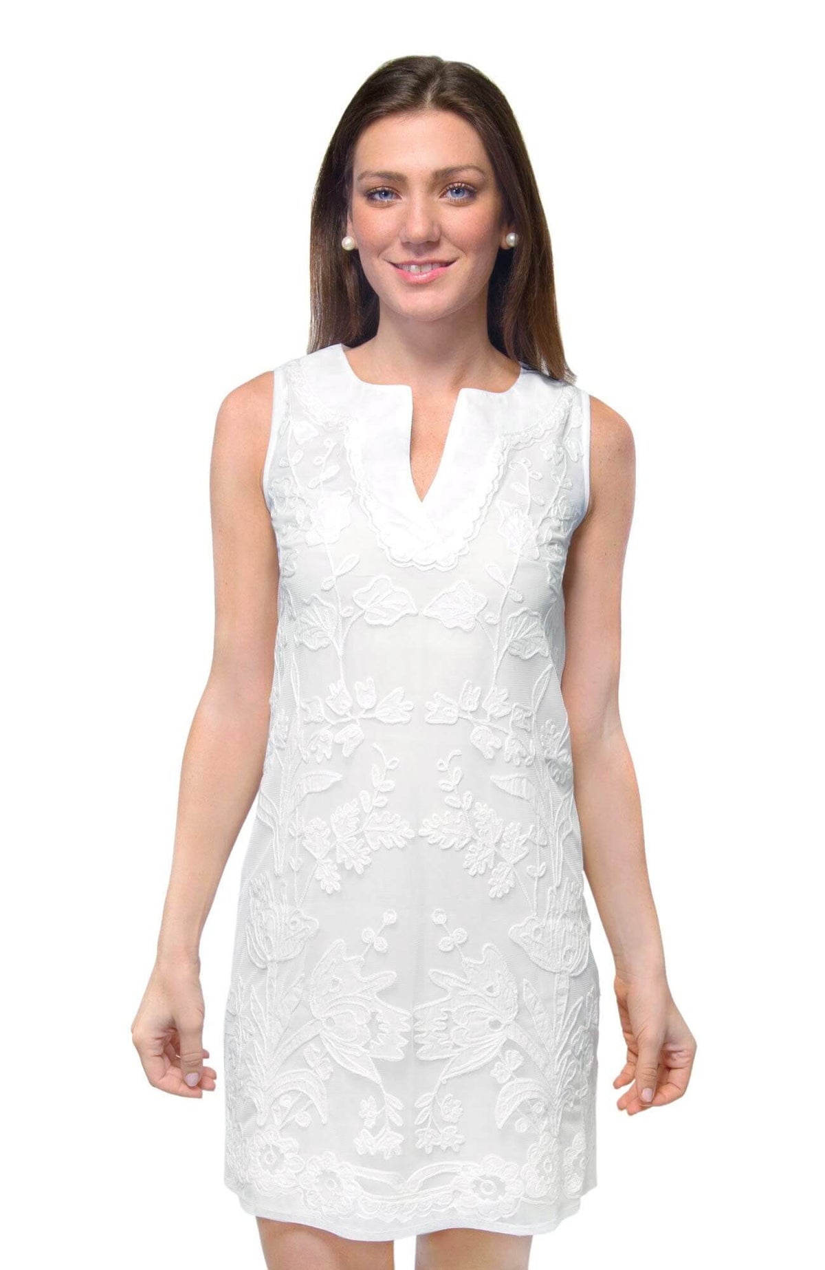 Flower Power - Appliqué Net Dress - Final Sale White