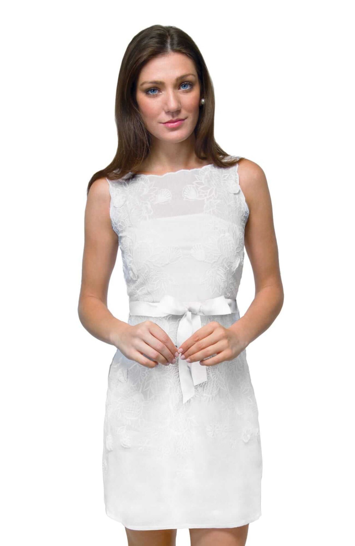 Organdy Embroidered Dress - Flower Lace White